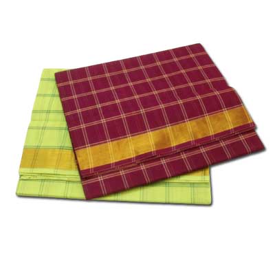 "Chettinadu Zari checks cotton sarees SLSM-50 n SLSM-51 (2 Sarees) - Click here to View more details about this Product